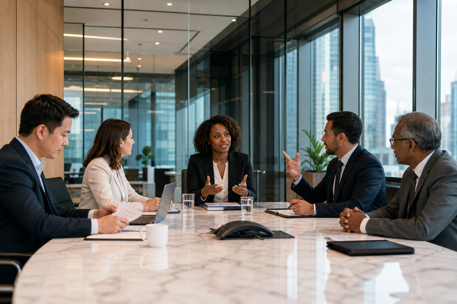 Diverse business team in a collaborative meeting