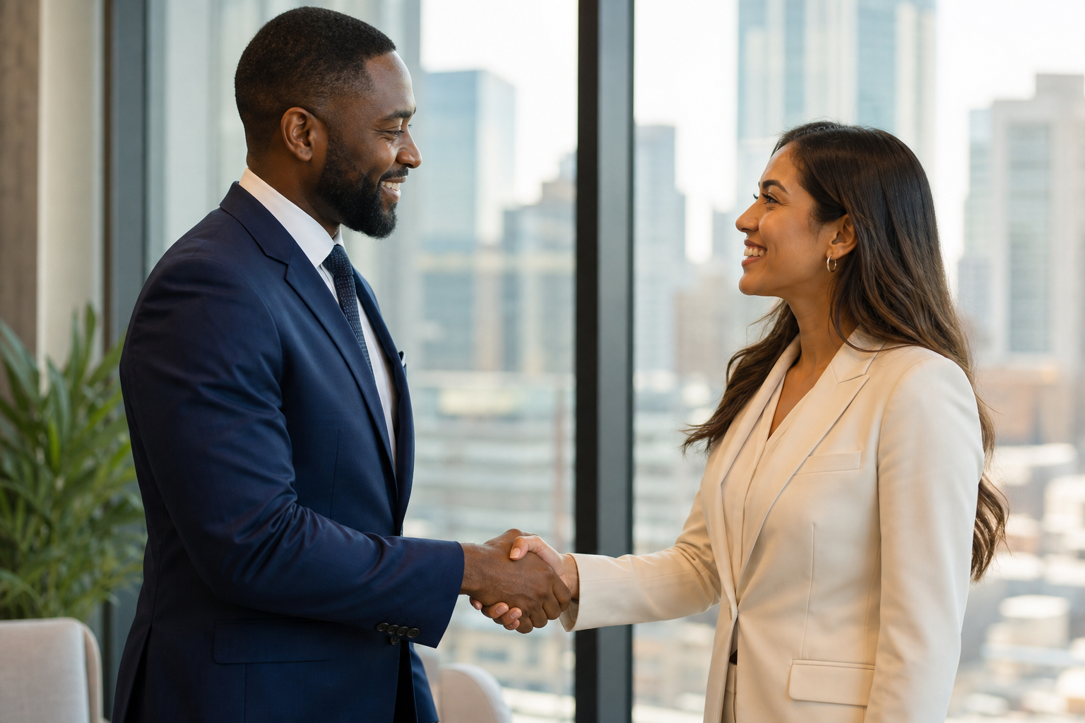 Business owners closing a partnership
